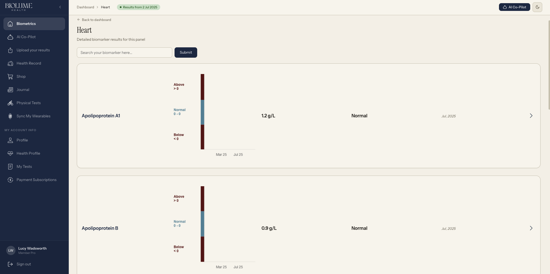 Biolume clinician summaries screenshot
